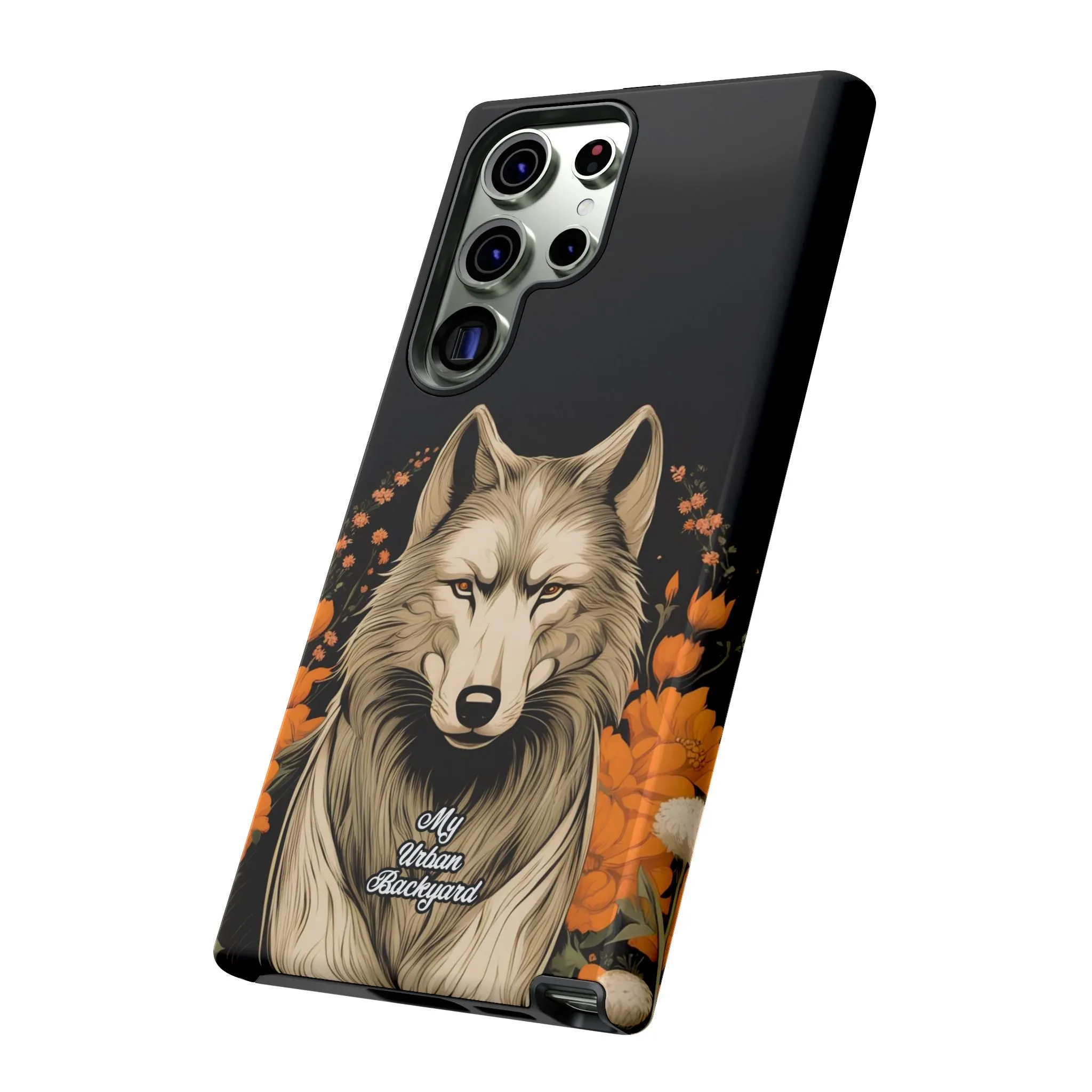 Wolf with Flowers, Cell Phone Case - Apple, Samsung or Google Pixel