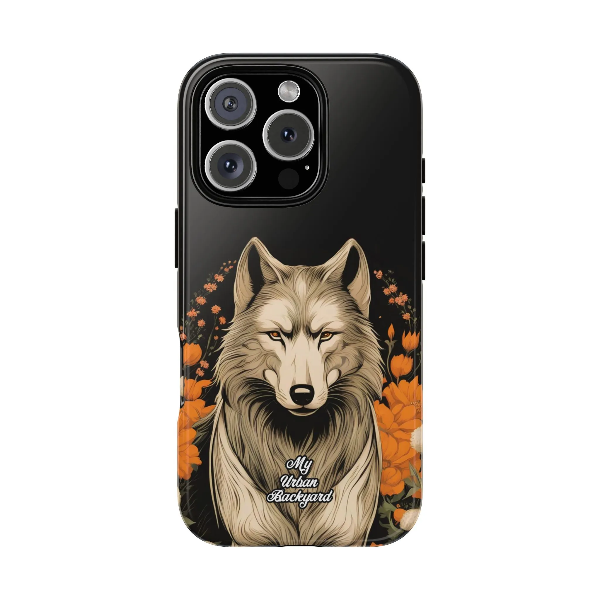 Wolf with Flowers, Cell Phone Case - Apple, Samsung or Google Pixel