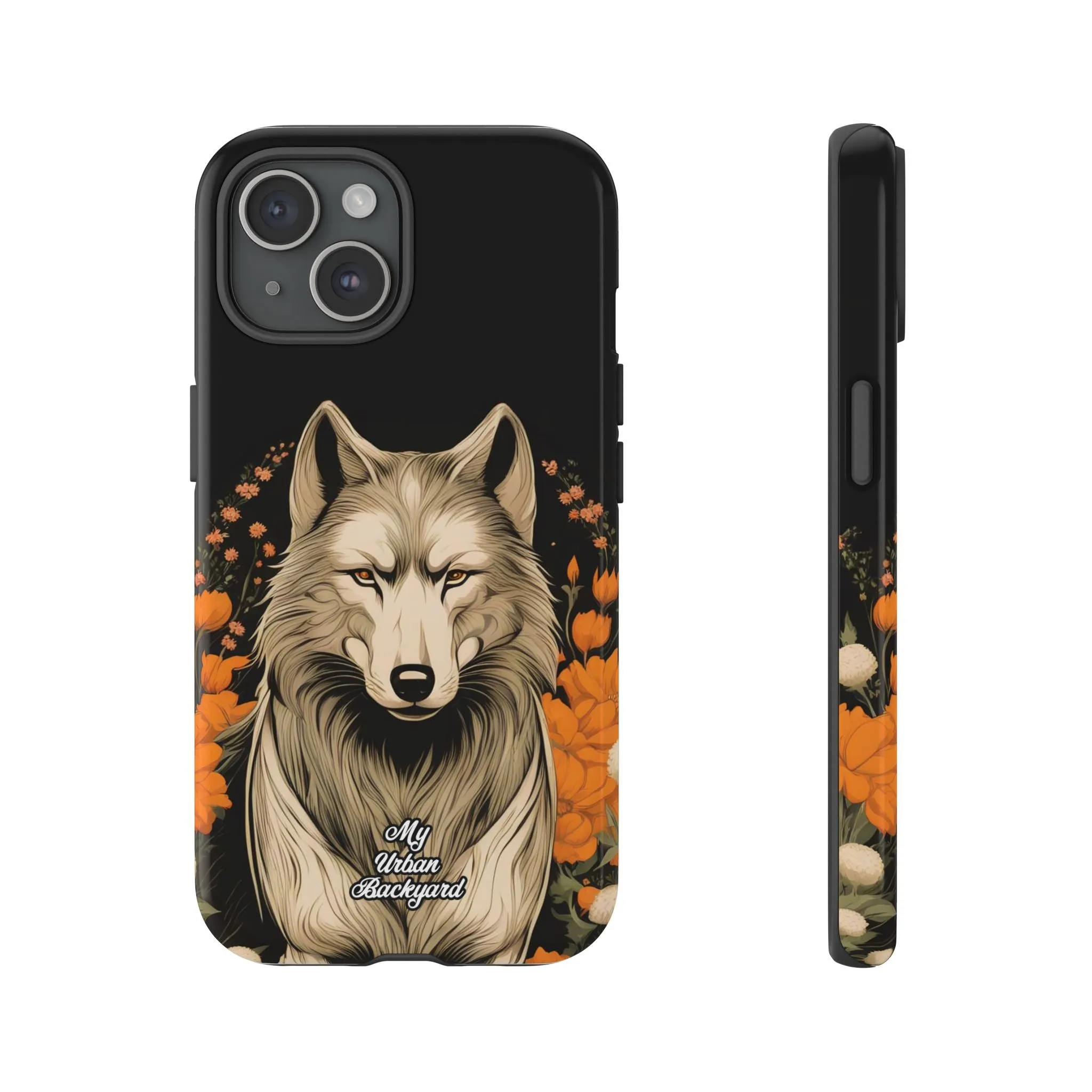 Wolf with Flowers, Cell Phone Case - Apple, Samsung or Google Pixel