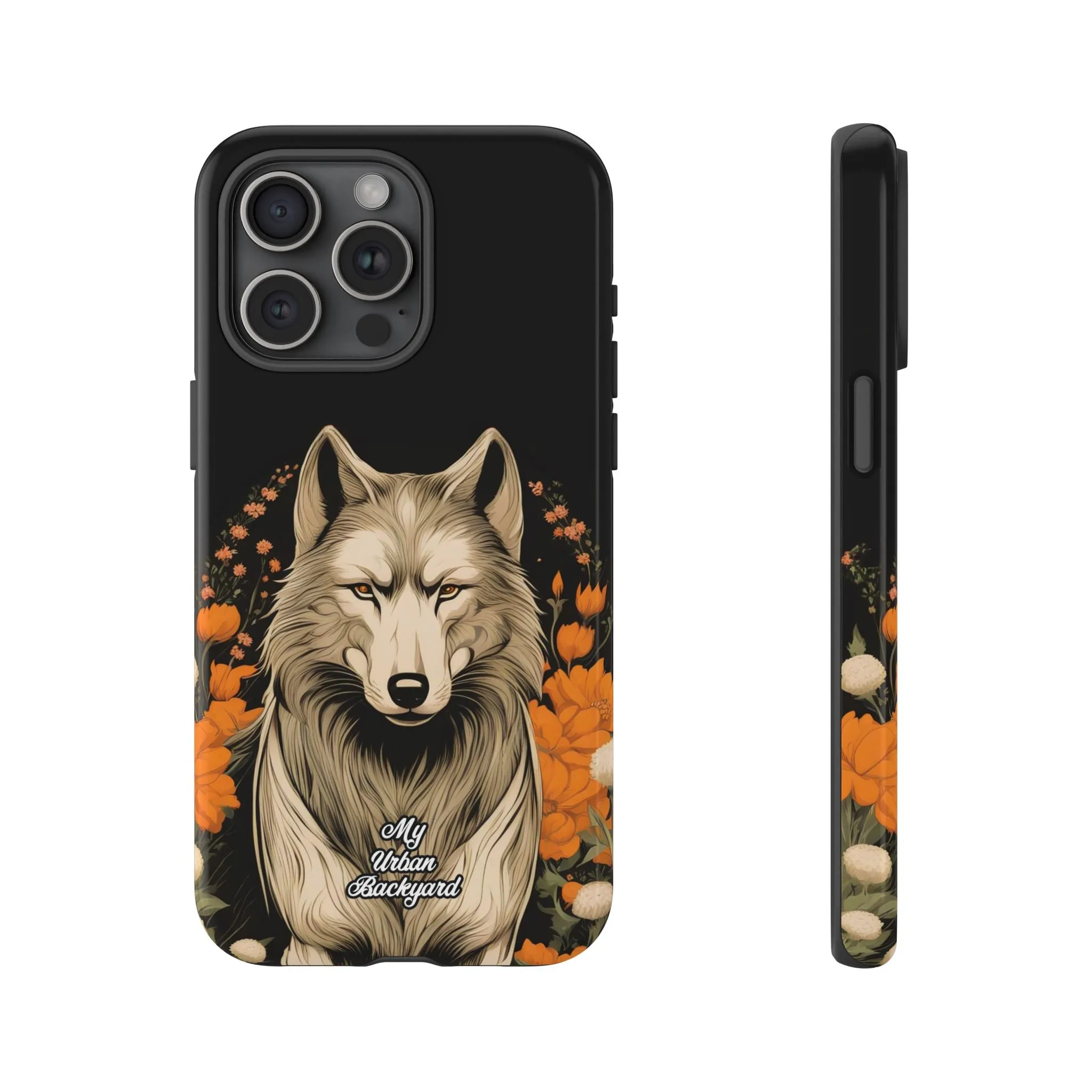 Wolf with Flowers, Cell Phone Case - Apple, Samsung or Google Pixel