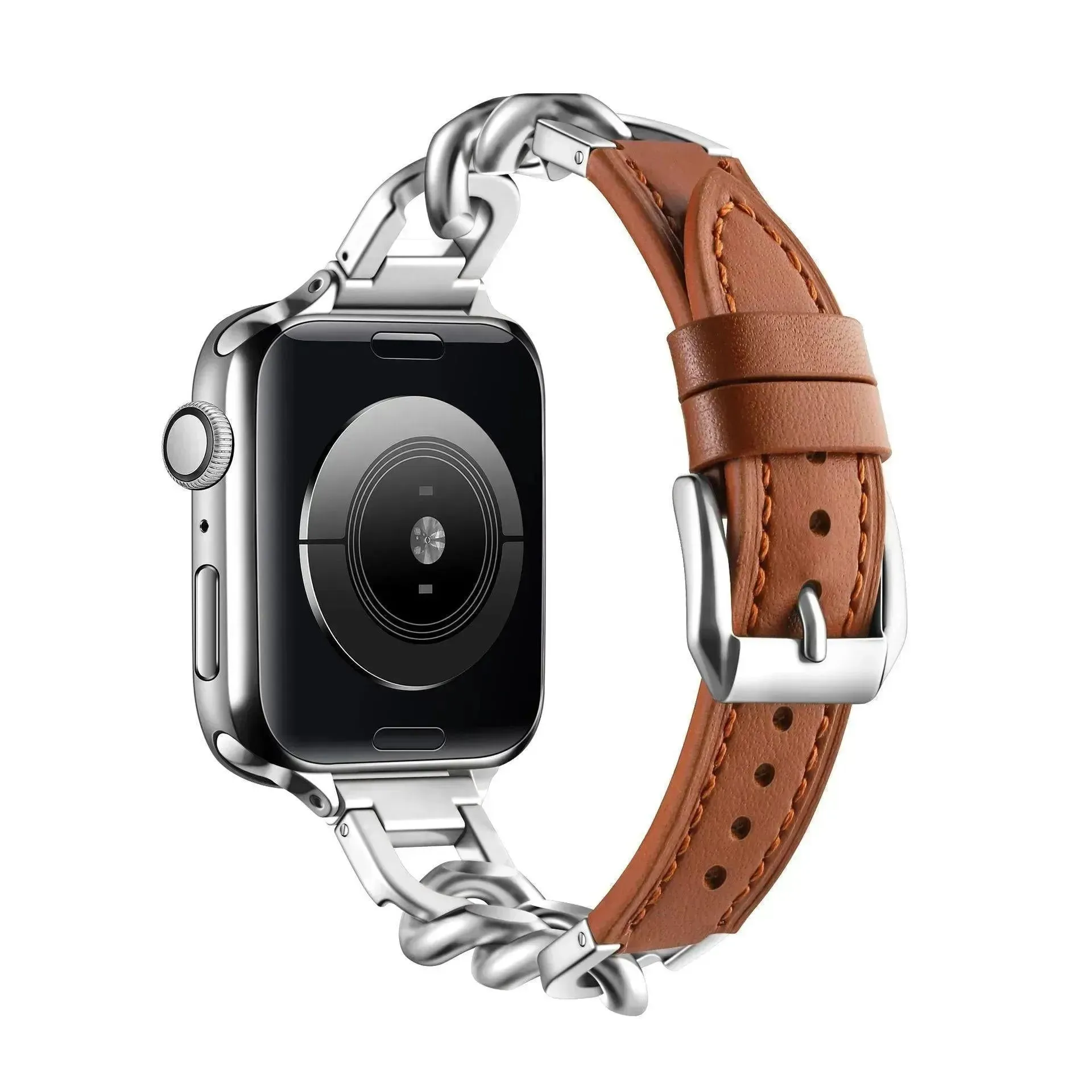 Women Leather and Stainless Steel Watch Strap for Apple  iwatch