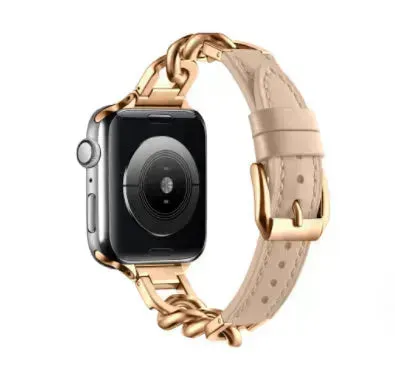 Women Leather and Stainless Steel Watch Strap for Apple  iwatch