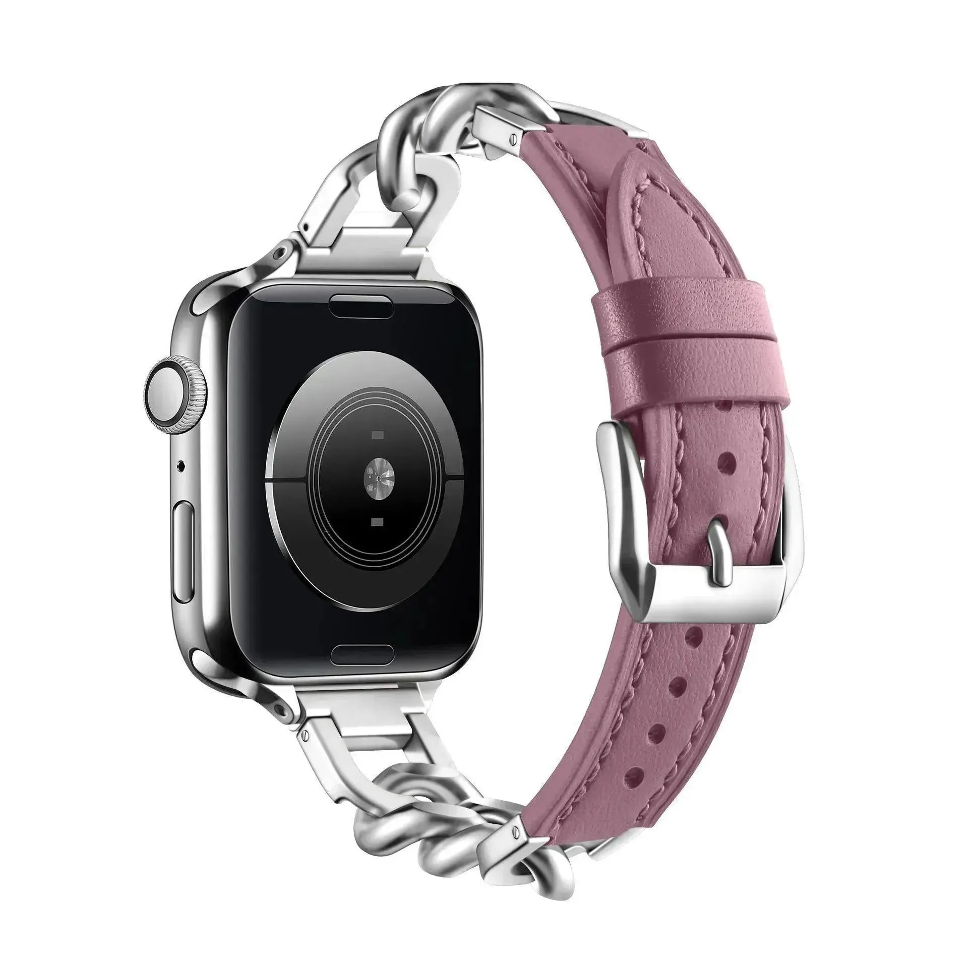 Women Leather and Stainless Steel Watch Strap for Apple  iwatch