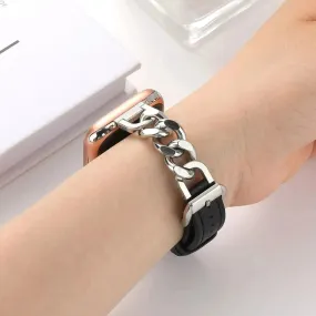 Women Leather and Stainless Steel Watch Strap for Apple  iwatch