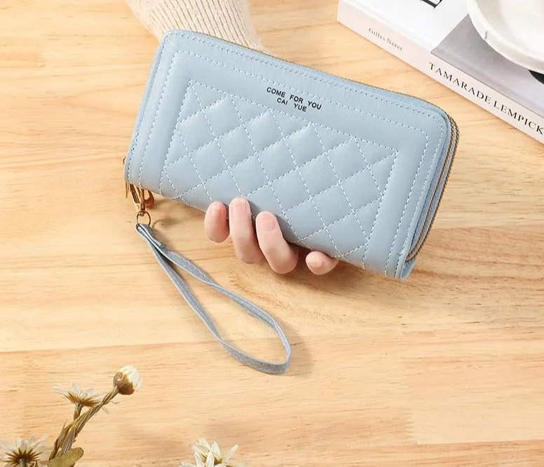 Women Wallets Long Double Zipper Coin Purses Female Brand Luxury Designer Clutch Phone Bag