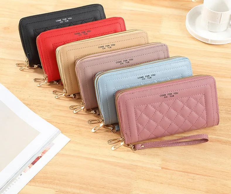 Women Wallets Long Double Zipper Coin Purses Female Brand Luxury Designer Clutch Phone Bag