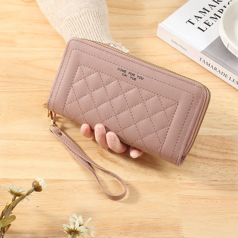 Women Wallets Long Double Zipper Coin Purses Female Brand Luxury Designer Clutch Phone Bag