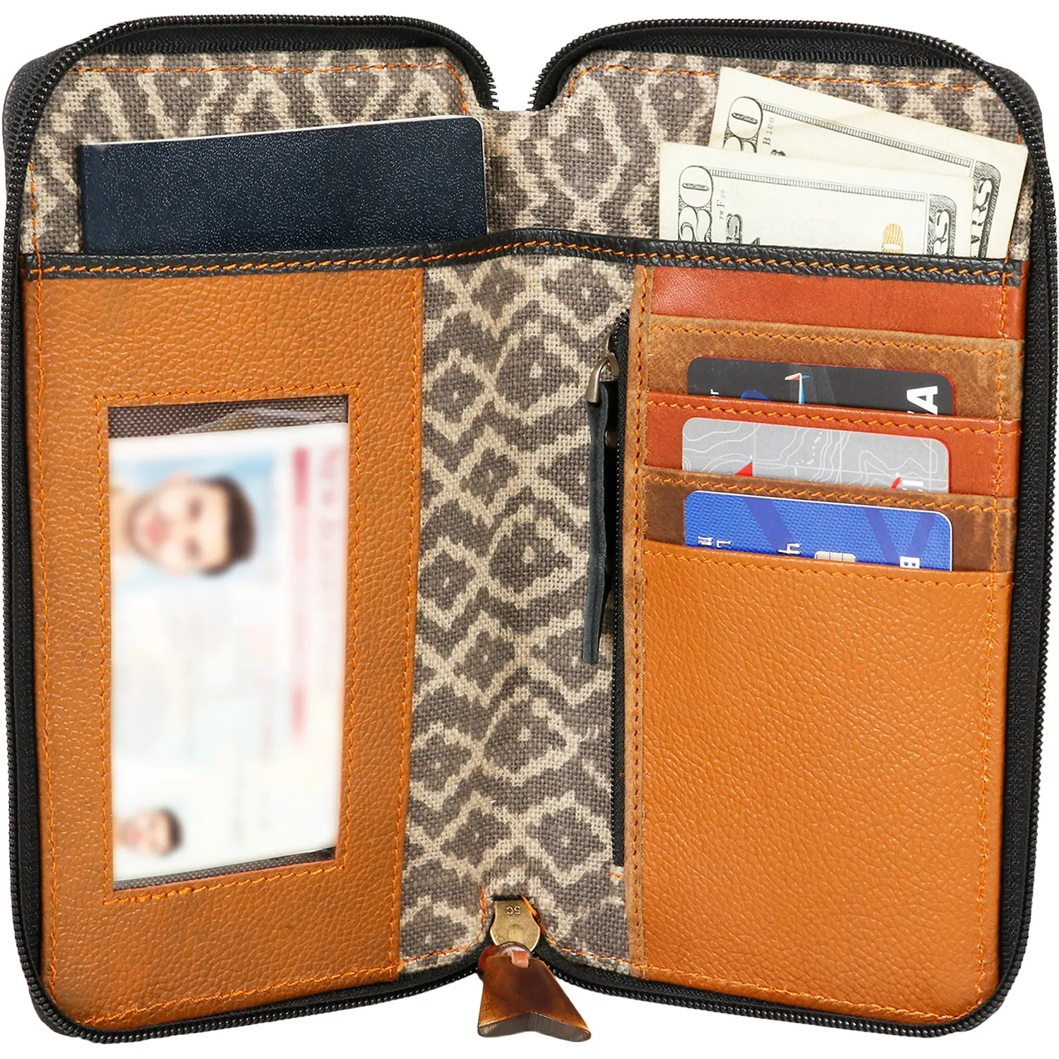 Women's Vaan and Co. Cell Phone Wallet Crossbody Prism Pebble Leather