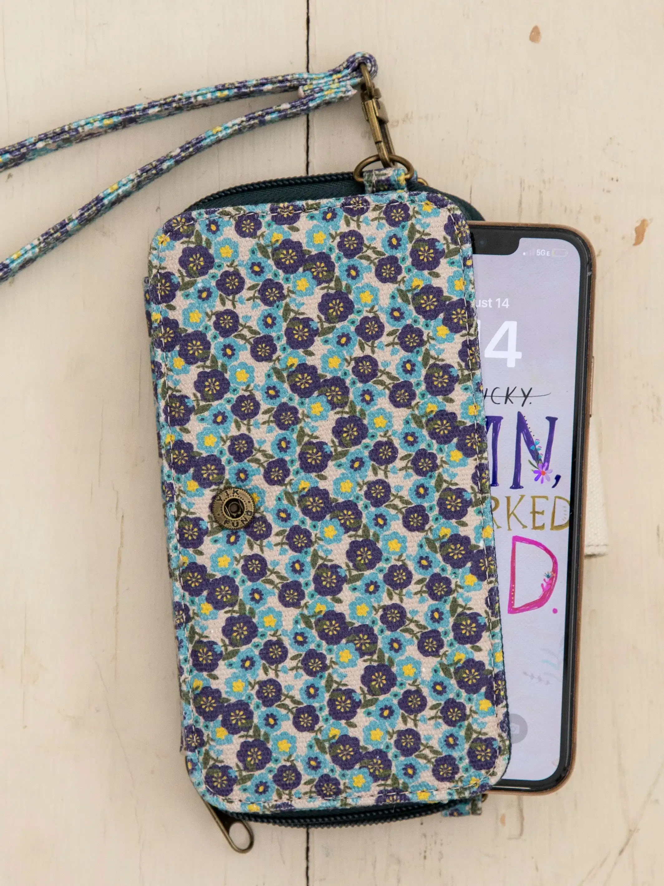 Wristlet Wallet - Blue Floral Ditsy